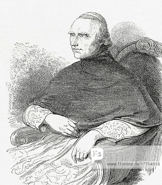 Ercole Consalvi  1757 -1824. Diakon und Kardinal der katholischen Kirche  der zweimal als Kardinalstaatssekretär für den Kirchenstaat tätig war. Aus L'Univers Illustre  veröffentlicht in Paris  1859