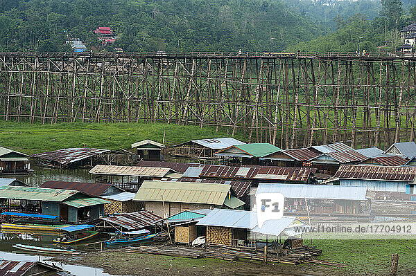 Uttamanusorn (Mon Bridge)  Sanklaburi To Waeng Khan  The Longest Wooden Bridge In Thailand And Close To The Burma/Myanmar Border; Kanchanaburi Province  Thailand