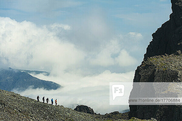 Climbers On The Black Cuillin Ridge Between Sgurr Dearg And Sgurr Mhic Choinnich; Isle Of Skye  Scotland