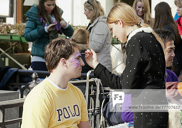 Face Painting During The Venice Carnival; Venice  Italy