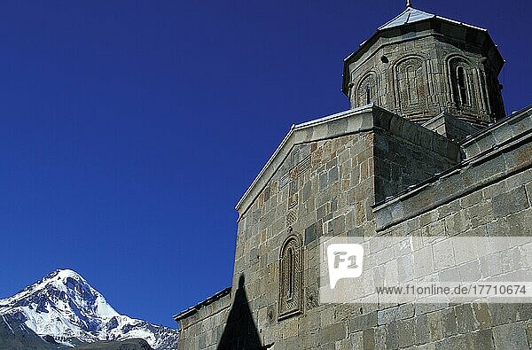 Tsminda Sameba Church And Mt Kazbek