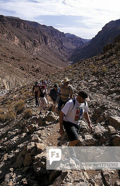Tourists Walking / Trekking  High Atlas Mountains  Todra Gorge  Morocco