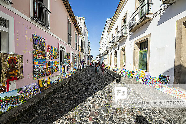 Gemälde zu verkaufen auf Rua das Portas do Carmo; Salvador  Bahia  Brasilien
