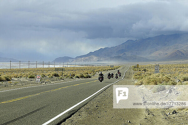 Motorbikes On Hightway 136  Route 136 Near Death Valley; California  United States Of America