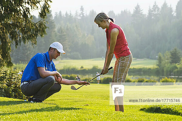 Duncan Savage  Golf Pro  Teaches A Lesson At The Whistler Golf Course; Whistler  British Columbia  Canada