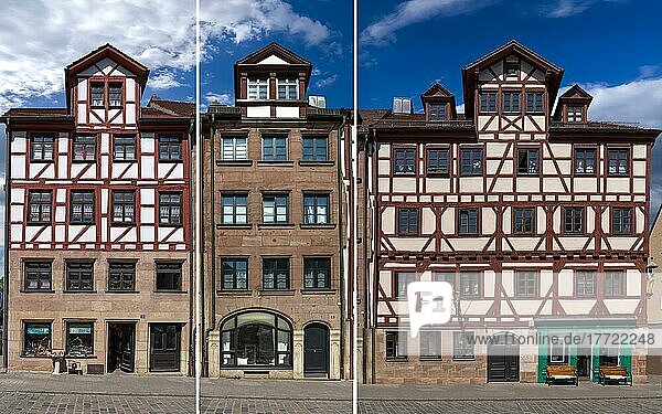 Historische Häuser  Unschlittplatz 8  10 und 12  Nürnberg  Mittelfranken  Bayern  Deutschland  Europa