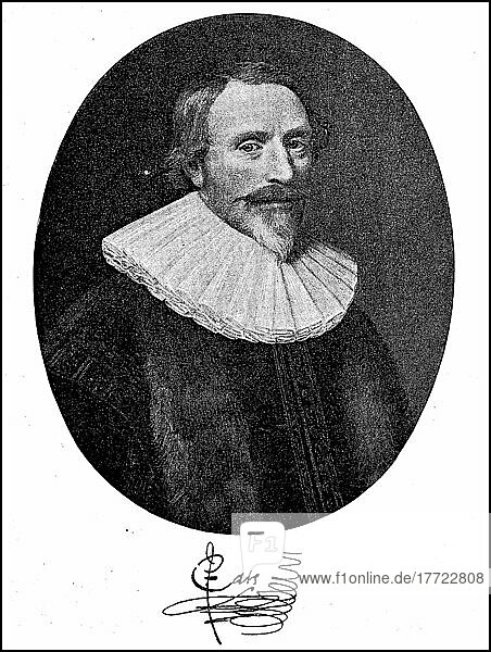 Jacob Cats  10. November 1577  12. September 1660  war ein niederländischer Dichter und Politiker  Historisch  digitale Reproduktion einer Originalvorlage aus dem 19. Jahrhundert
