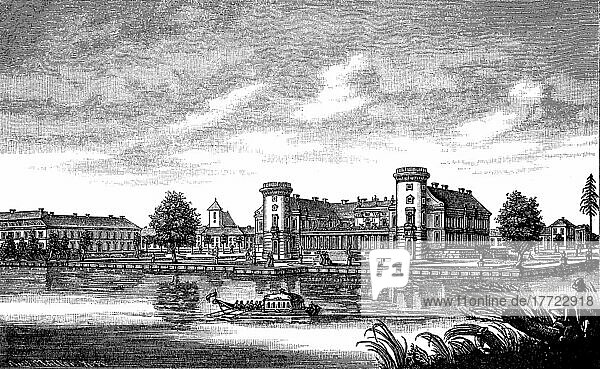 Schloss Rheinsberg  Brandenburg  Deutschland  im Jahre 1773  Historisch  digital restaurierte Reproduktion einer Vorlage aus dem 19. Jahrhundert  genaues Datum unbekannt  Europa