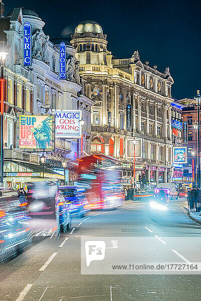 Shaftesbury Avenue also known as Theatreland  at night  London  England  United Kingdom  Europe
