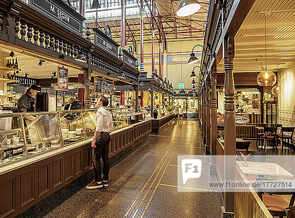 Ostermalms Saluhall  food market  interior  Stockholm  Stockholm County  Sweden  Scandinavia  Europe
