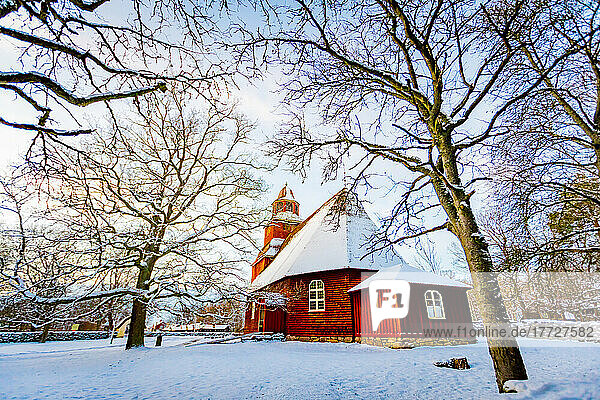 Red church in Jorn  Sweden  Scandinavia  Europe