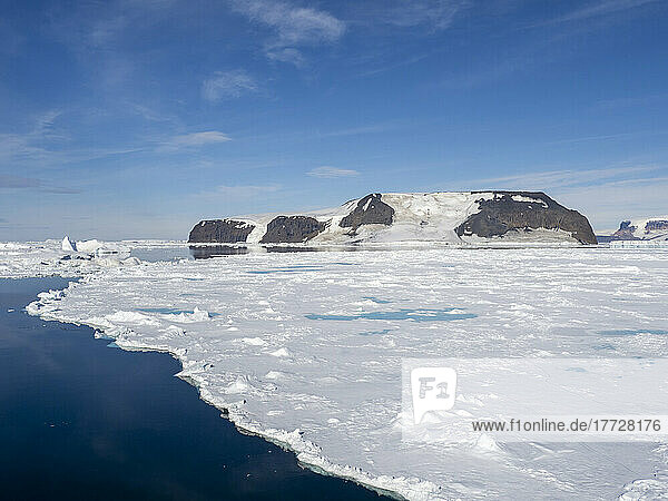 Ice chokes the waters surrounding Lockyer Island  Weddell Sea  Antarctica  Polar Regions