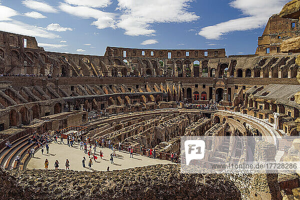 Colosseum amphitheater  arena panoramic interior  UNESCO World Heritage Site  Rome  Lazio  Italy  Europe