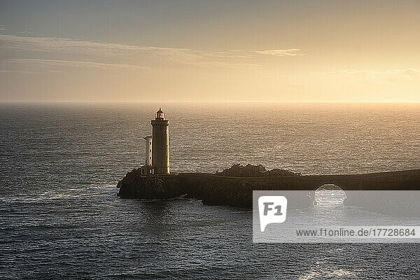 Petit Minou Lighthouse at sunset  Finistere  Brittany  France  Europe