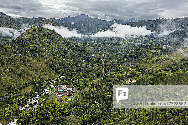 Aerial of the UNESCO World Heritage Site  Tierradentro  Colombia  South America