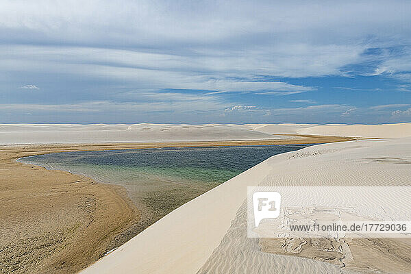 Lake in the sand dunes of Lencois Maranhenses National Park  Maranhao  Brazil  South America