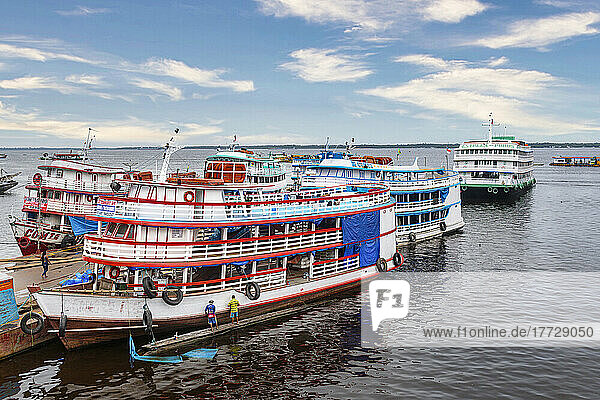 Amazon river cruise ships  Manaus  Amazonas state  Brazil  South America