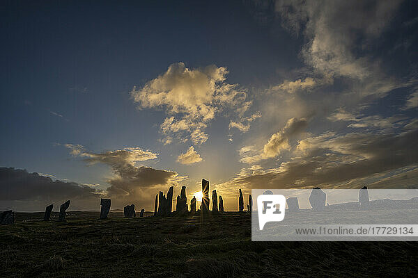 Sunrise at the Callanish Standing Stones  Callanish  Isle of Lewis  Outer Hebrides  Scotland  United Kingdom  Europe