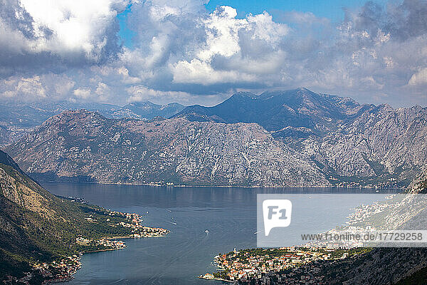 View of the Bay of Kotor  UNESCO World Heritage Site  Montenegro  Europe