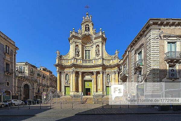 The Basilica della Collegiata church  Catania  Sicily  Italy  Europe