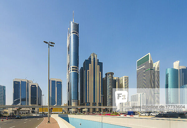 United Arab Emirates  Dubai  Skyline of tall modern skyscrapers