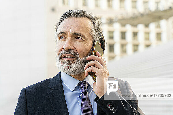 Mature businessman talking on mobile phone