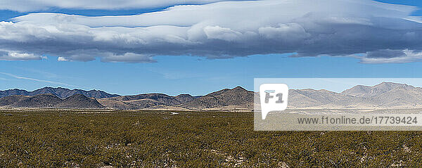 USA  New Mexico  Cuchillo  Clouds over desert landscape in Gila National Forest
