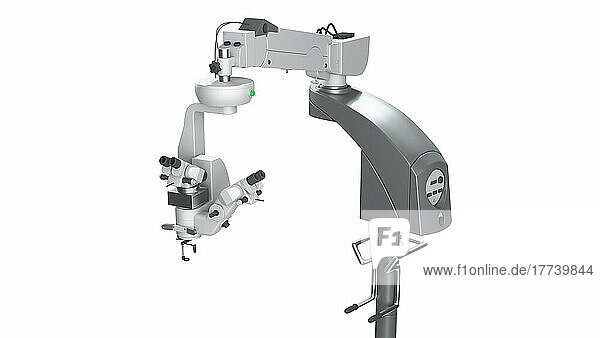 Illustration eines Operationsmikroskops in Nahaufnahme welches in der Minimalinvasiven Chirurgie und Mikrochirurgie zum Einsatz kommt.