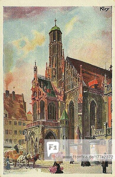 Frauenkirche in Nürnberg  Mittelfranken  Bayern  Deutschland  Ansicht von ca 1910  digitale Reproduktion einer gemeinfreien Postkarte  Europa