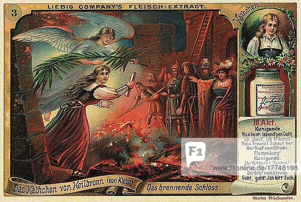 Das Käthchen von Heilbronn (by Kleist) series  The Burning Castle  digitally enhanced reproduction of a collector's picture from c. 1900