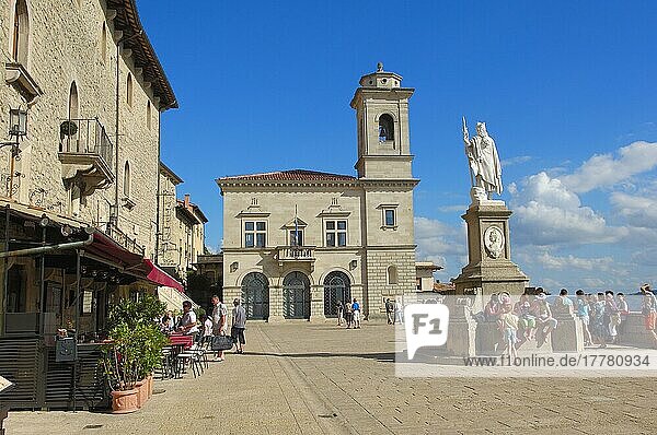 San Marino  Piazza della Liberta  Statue of Liberty  Monte Titano  Republic of San Marino  Italy  Europe