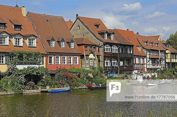 Bamberg  UNESCO-Welterbe  Klein-Venedig  Fluss Regnitz  Alte Fischerhäuser  Franken  Bayern  Deutschland  Europa