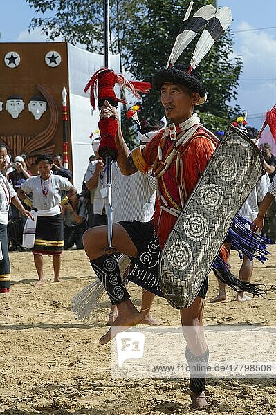 Ritual tribal dances at the Hornbill Festival  Kohima  Nagaland  India  Asia