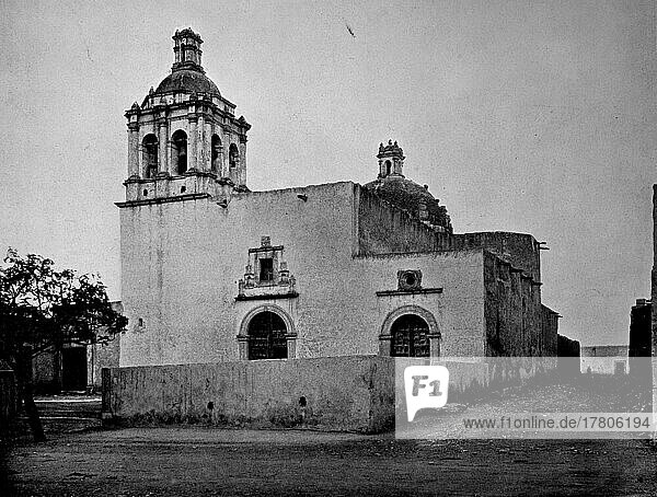 Die Guadalupe Kirche in Chihuahua  ca 1880  Mexiko  Historisch  digital restaurierte Reproduktion einer Fotovorlage aus dem 19. Jahrhundert  Mittelamerika