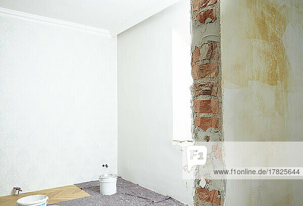 Interior of empty room with painted wall at apartment
