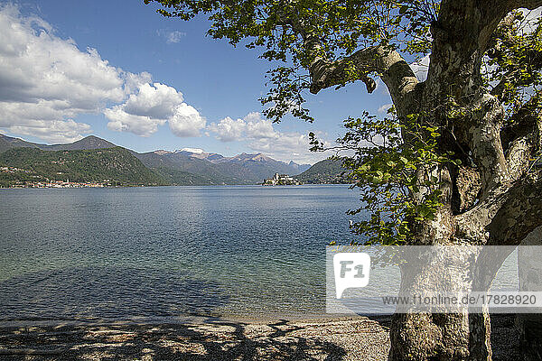View of Lake Orta and the Island of San Giulio  Orta  Lake Orta  District of Novara  Piedmont  Italian Lakes  Italy  Europe