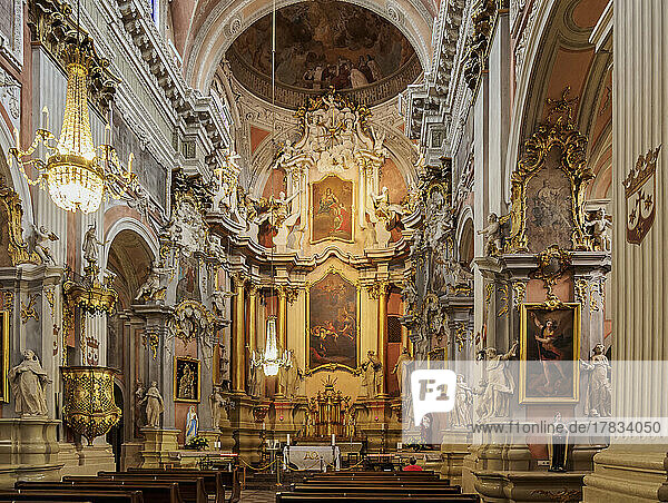 Church of St. Theresa  interior  Old Town  UNESCO World Heritage Site  Vilnius  Lithuania  Europe