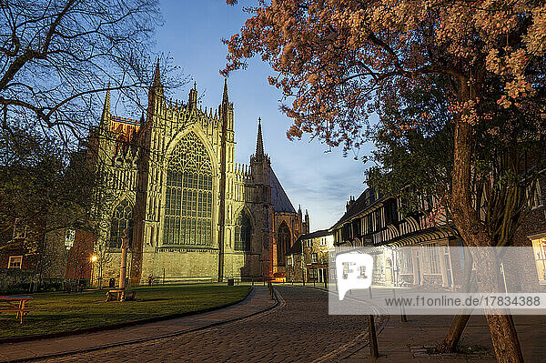 College Street with York Minster at night  City of York  Yorkshire  England  United Kingdom  Europe