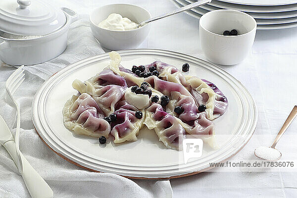 Pierogi - sweet ravioli with blueberries