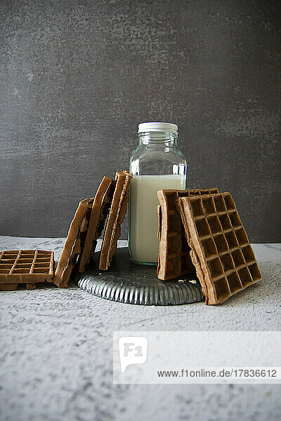 Chocolate wafers and a bottle of milk
