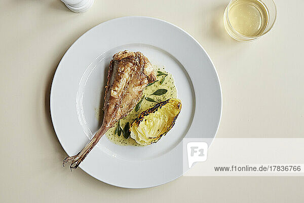 Monkfish with charred cabbage
