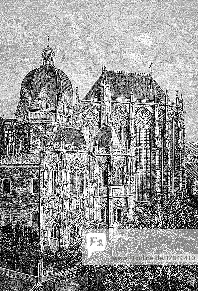 Der Dom zu Aachen  Deutschland  digital restaurierte Reproduktion einer Originalvorlage aus dem 19. Jahrhundert  genaues Originaldatum nicht bekannt  Europa