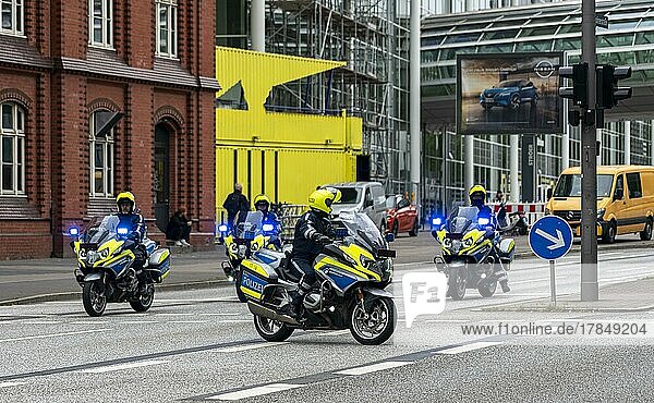 Motorised police escort at Congres Centrum  Hamburg  Germany  Europe