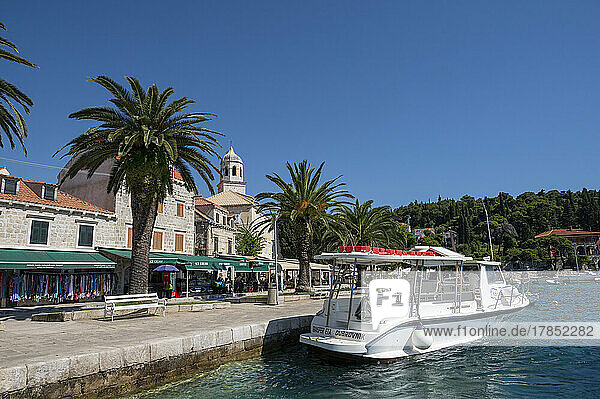 Passenger ferry in Cavtat on the Adriatic Sea  Cavtat  Dubrovnik Riviera  Croatia  Europe