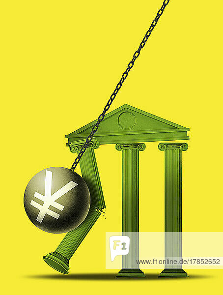 Yen-Abrissbirne zerstört eine Bank