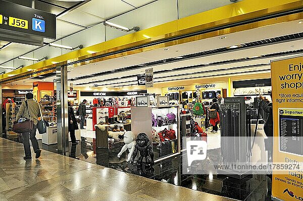 Adolfo Suárez Madrid-Barajas Airport  concourse with airport shop  Madrid  Spain  Europe