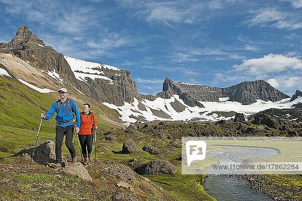 Hiking in the remote eastern fjords of Iceland