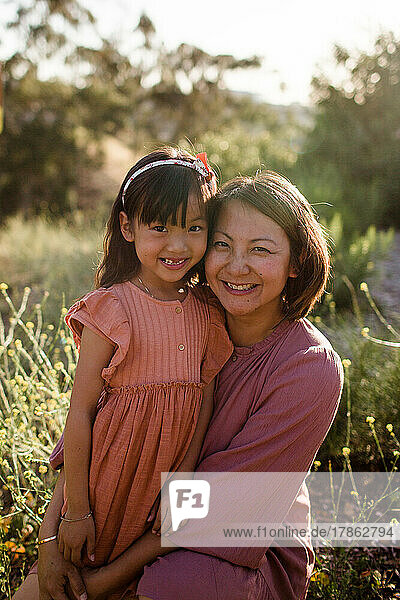 Portrait of Mother & Daughter at Sunset in San Diego