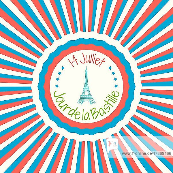 Bastille Day Grußkarte  Frankreich Nationalfeiertag Vektor Hintergrund