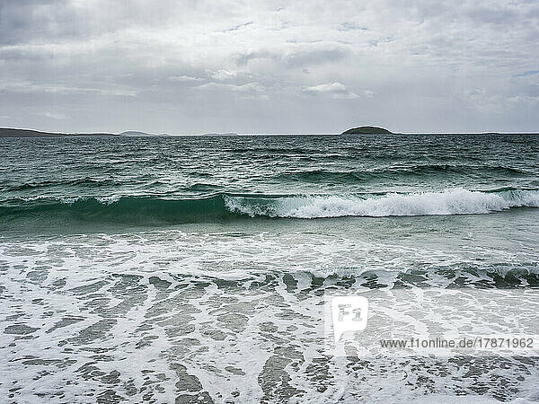 UK  Scotland  Sea waves reaching beach in Outer Hebrides